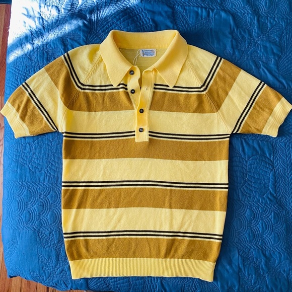 Vintage 60s Towncraft Stripe Polo Rugby Sweater Shirt Kurt Cobain Rude Boy Med